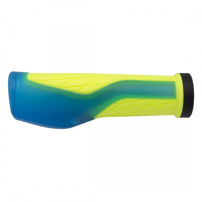 SUPACAZ Lock-On Kush Ergo Grips Neon Blue/Neon Yellow