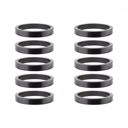 ORIGIN8 Alloy Headset Spacers HEAD PART OR8 SPACER ALY 5mmx1-1/8 BK BGof10