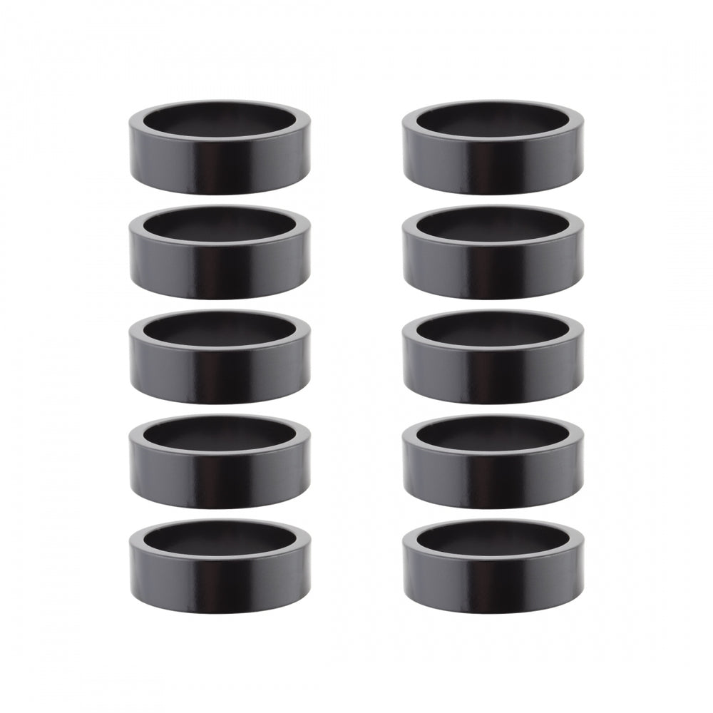 ORIGIN8 Alloy Headset Spacers HEAD PART OR8 SPACER ALY 10mmx1-1/8BK BGof10