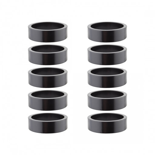 ORIGIN8 Alloy Headset Spacers HEAD PART OR8 SPACER ALY 10mmx1-1/8BK BGof10
