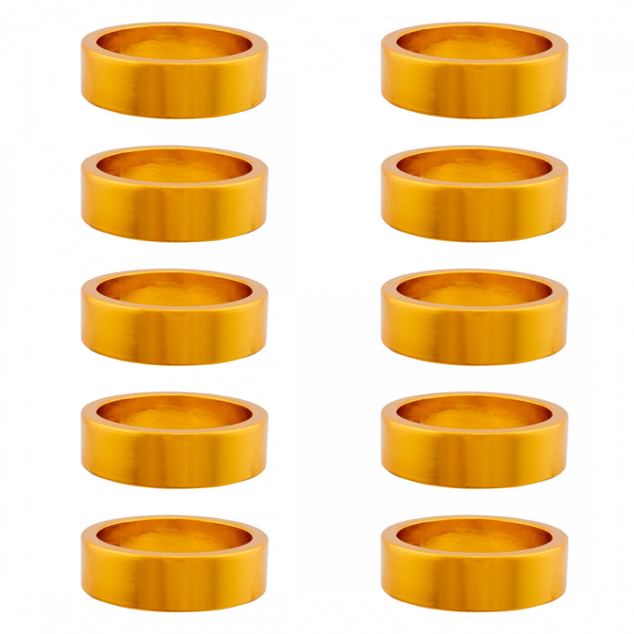 ORIGIN8 Alloy Headset Spacers HEAD PART OR8 SPACER ALY 10mmx1-1/8GD-ANO BGof10