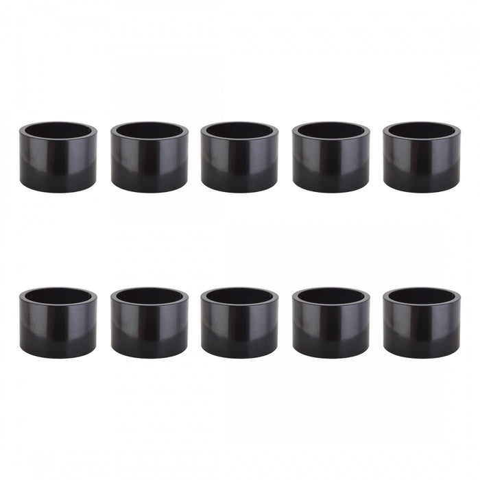 ORIGIN8 Alloy Headset Spacers HEAD PART OR8 SPACER ALY 20mmx1in BK BGof10