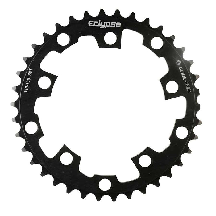 Eclypse, Glide-Pro SS 3/32, 38T, Single speed, BCD: 110/130mm, 5 Bolt Outer Chainring, Alloy, Black