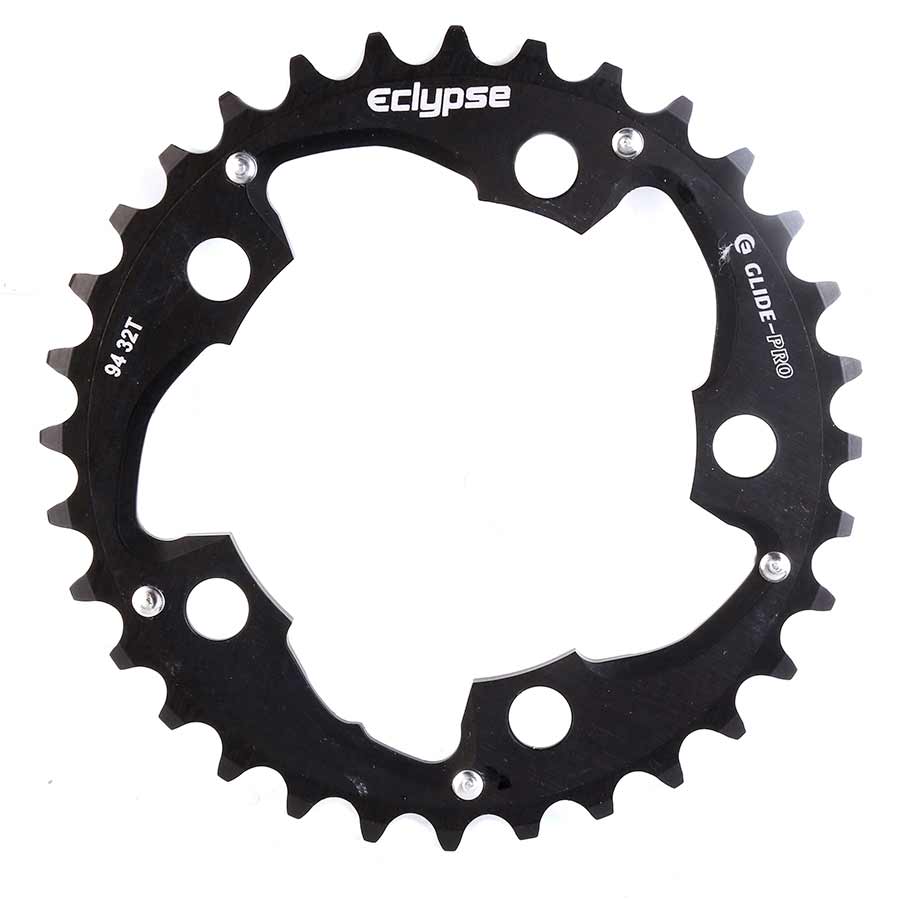 Eclypse, Glide-Pro, 32T, 8-10sp, BCD: 94mm, 5 Bolt Middle Chainring, Alloy, Black