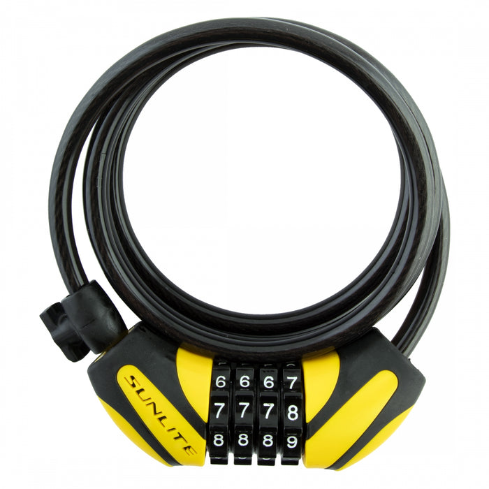 SUNLITE Defender D1 Combo Lock 8mm Black/Yellow Combo Includes Bracket Bike Lock