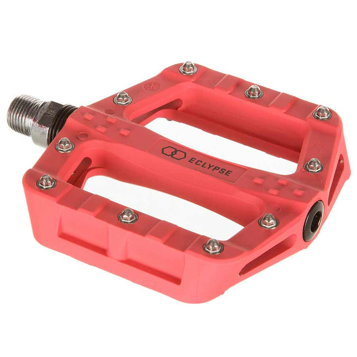 Eclypse, Justice, Platform Pedals, Body: Nylon, Spindle: Cr-Mo, 9/16'', Red, Pair