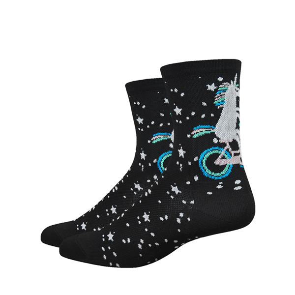 DeFeet Aireator 4" Unicorn womens socks, black 7.5-9