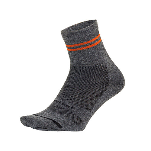 DeFeet Wooleator Pro 3" Gravel Gray Socks, 4.5-6.5,Stripe