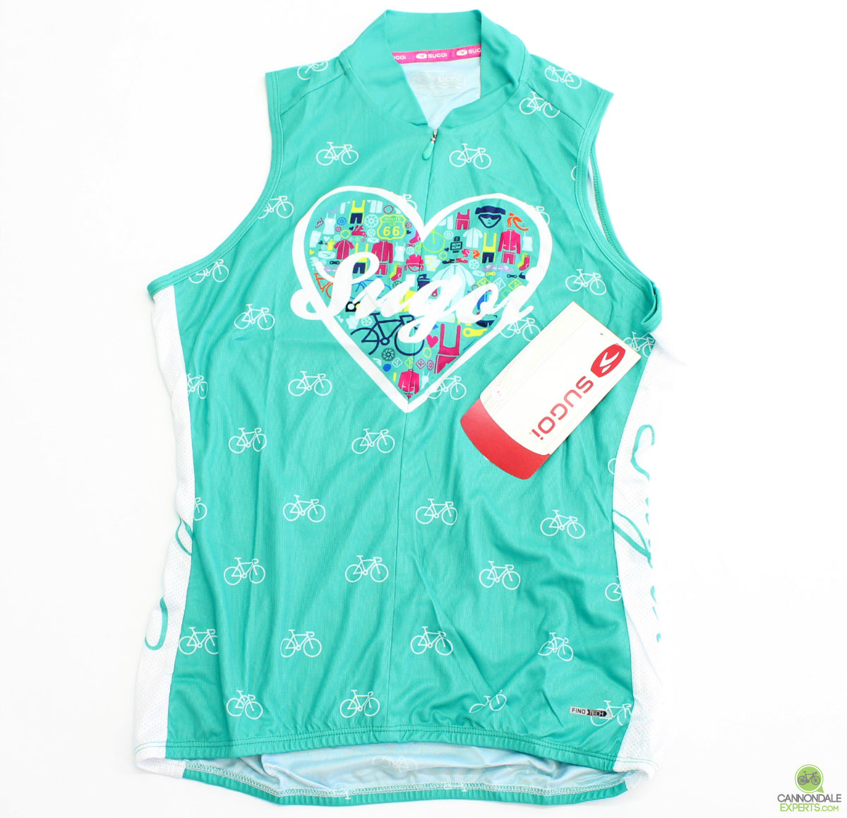 Sugoi Women's I Heart Bikes S/L Jersey Light Jade Large