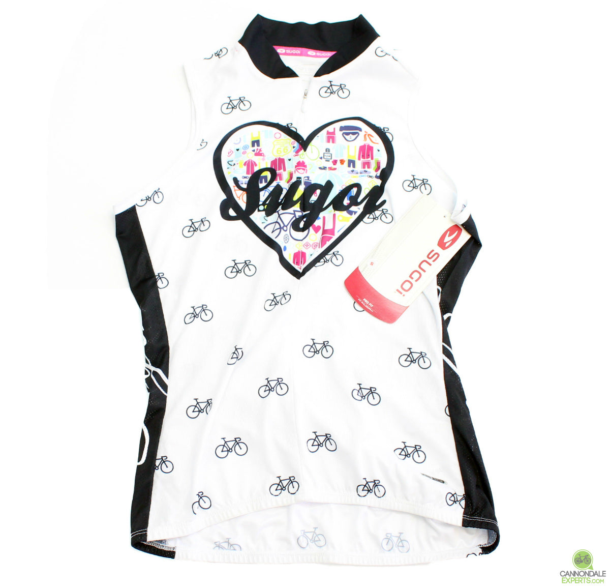 Sugoi Women's I Heart Bikes S/L Jersey White Small