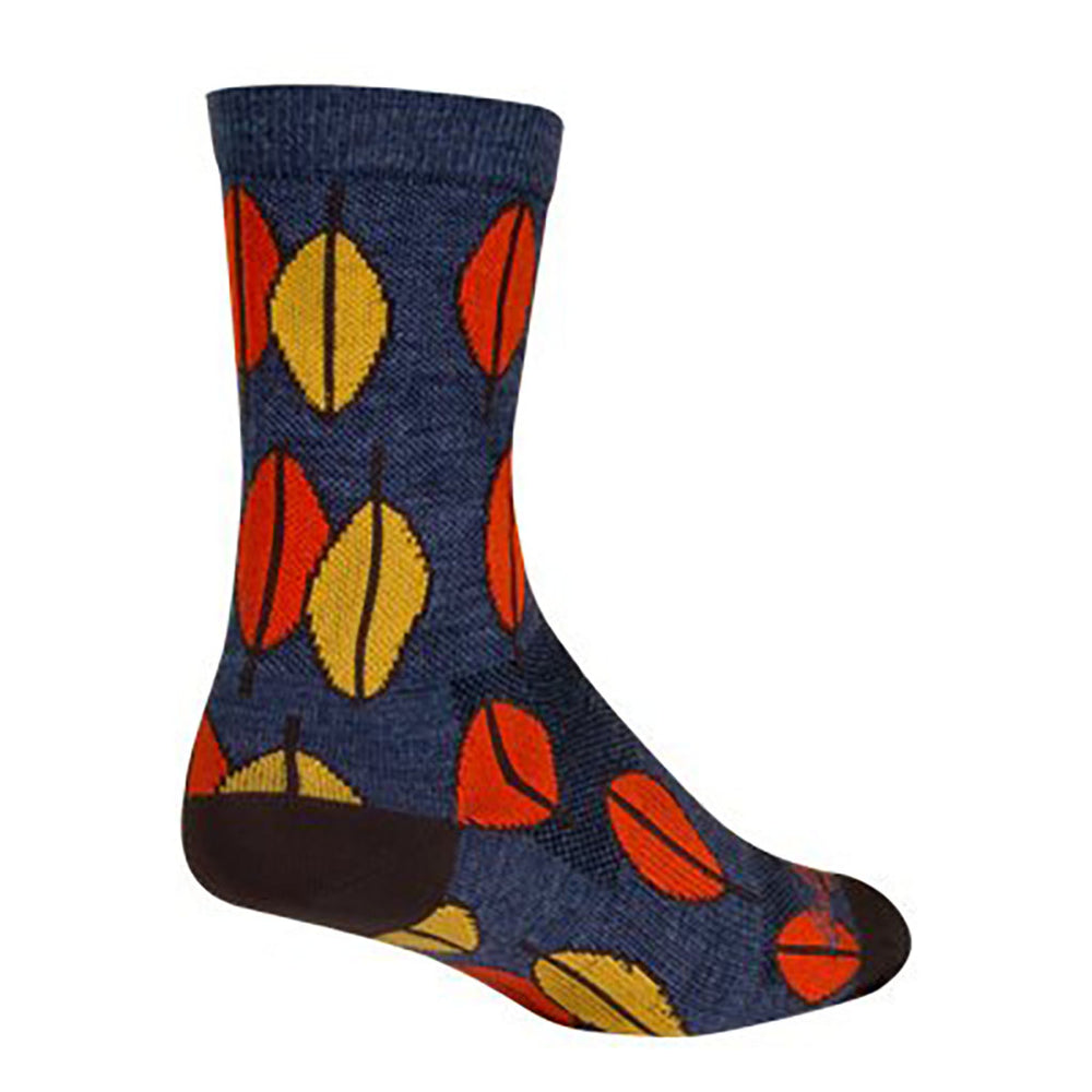 Sockguy Leaves Wool Socks, 5-9, Blue/Red/Yellow