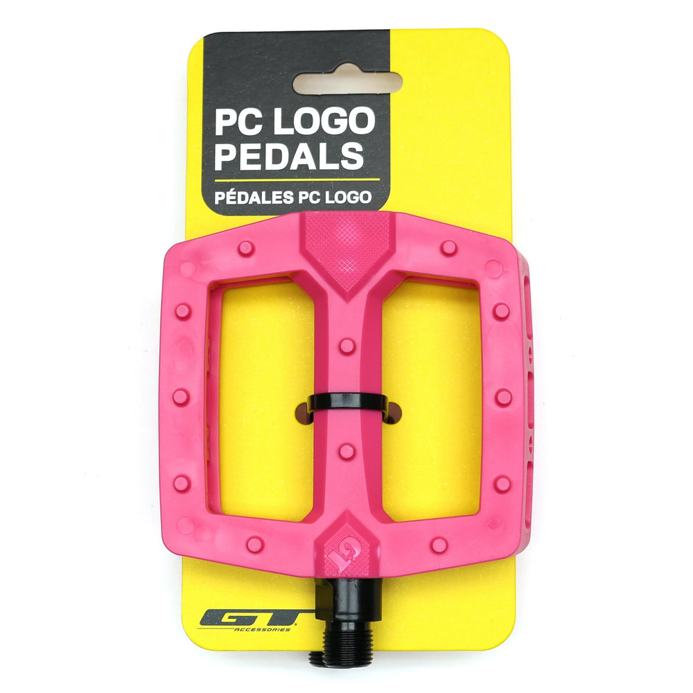 gt platform pedals GT PC Nylon Molded Logo BMX Flat Pedals 9/16" Spindle Pink GP2257U90OS — Send It Bikes