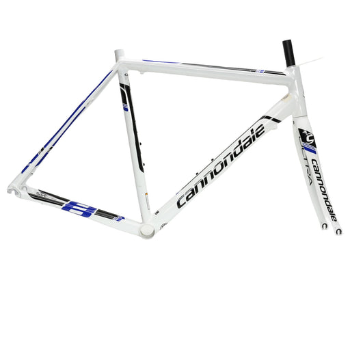 Cannondale CAAD8 54cm White/Black/Blue Top Tube Dent and Paint Damage USED