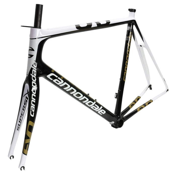 Cannondale SuperSix EVO Hi Mod Carbon Rim Brake Frame and Fork 60cm Used White/Gold/Carbon
