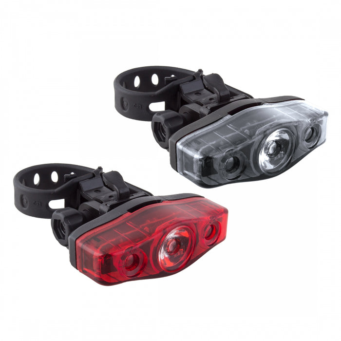 SUNLITE HiFi Combo Black Bicycle Safety Front and Rear Light Set