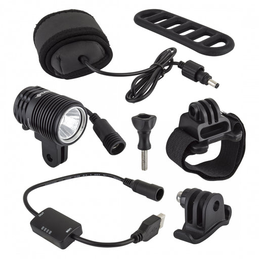 ORIGIN8 Pyro 1000 Lumen Front Bicycle Head Light w/ Helmet + Bar Mounts Black