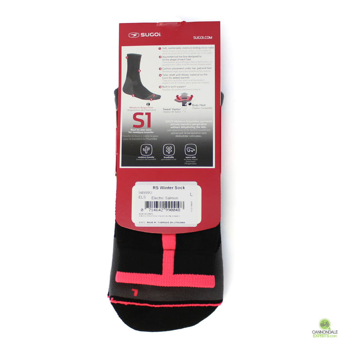 Sugoi RS Winter Electric Salmon Sock Large