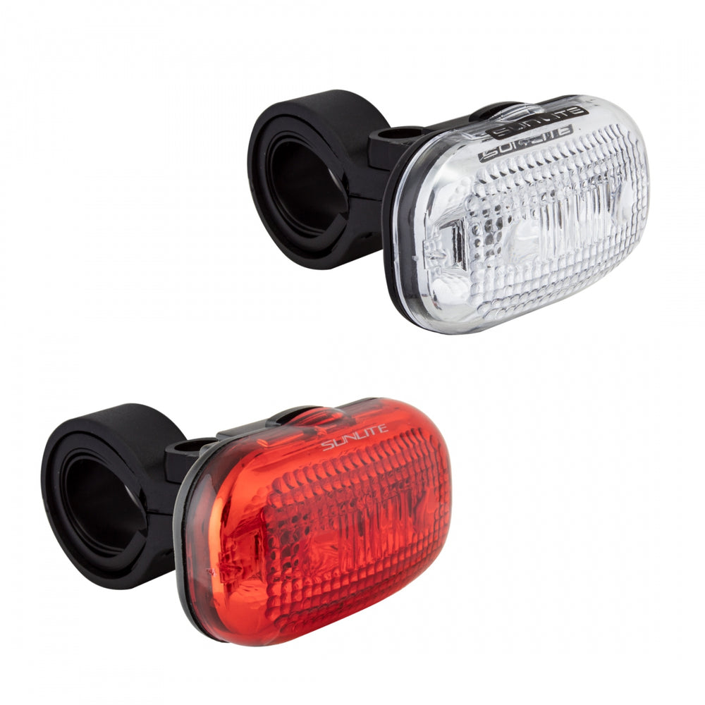 SUNLITE HL-L380/TL-L340 Black Front + Rear Bicycle Safety Light Set