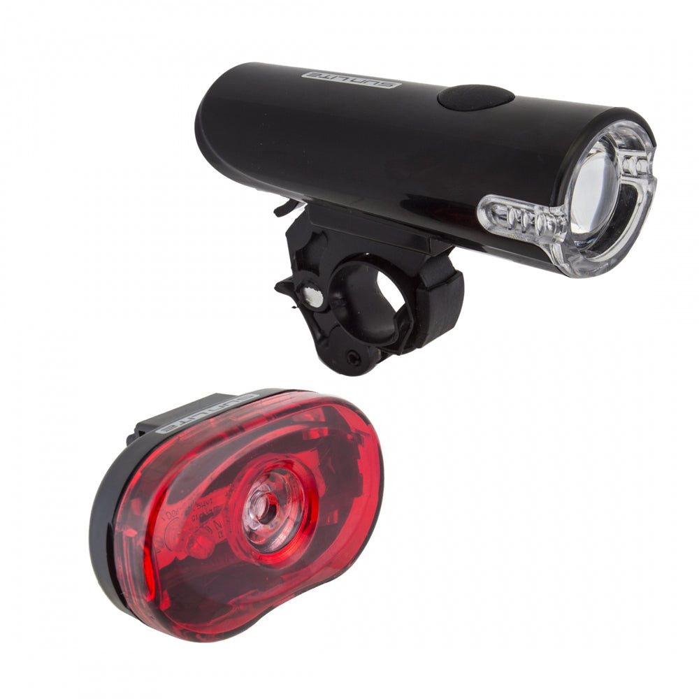 SUNLITE HL-L175/TL-L330 Black Front + Rear Bicycle Safety Light Set