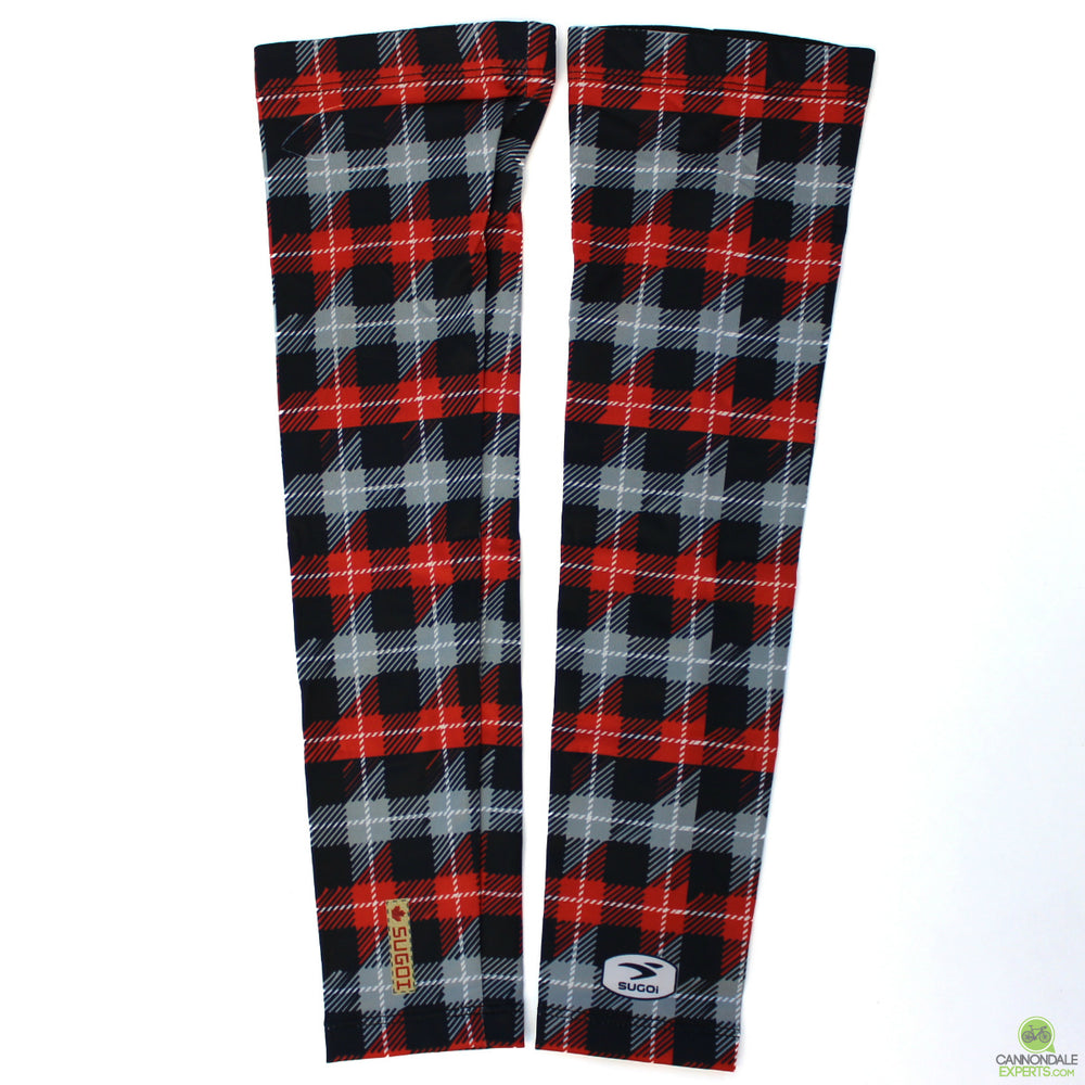 Sugoi Lumberjack Arm Sleeve Black Red Flannel Print Small