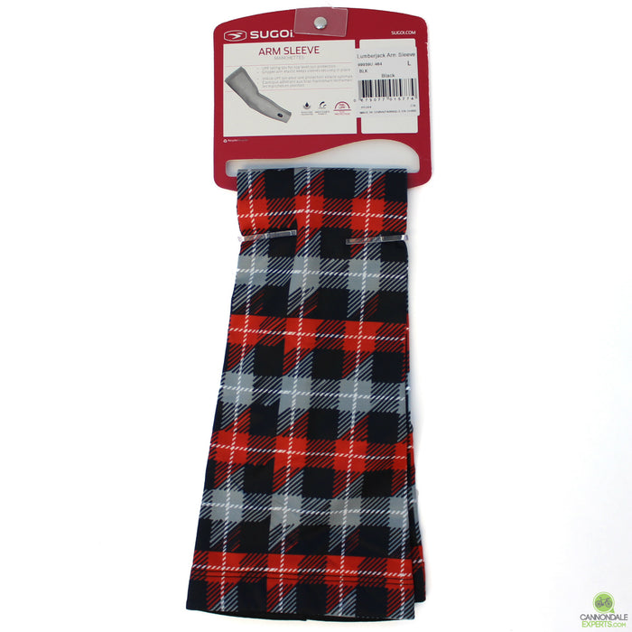 Sugoi Lumberjack Arm Sleeve Black Red Flannel Print Small