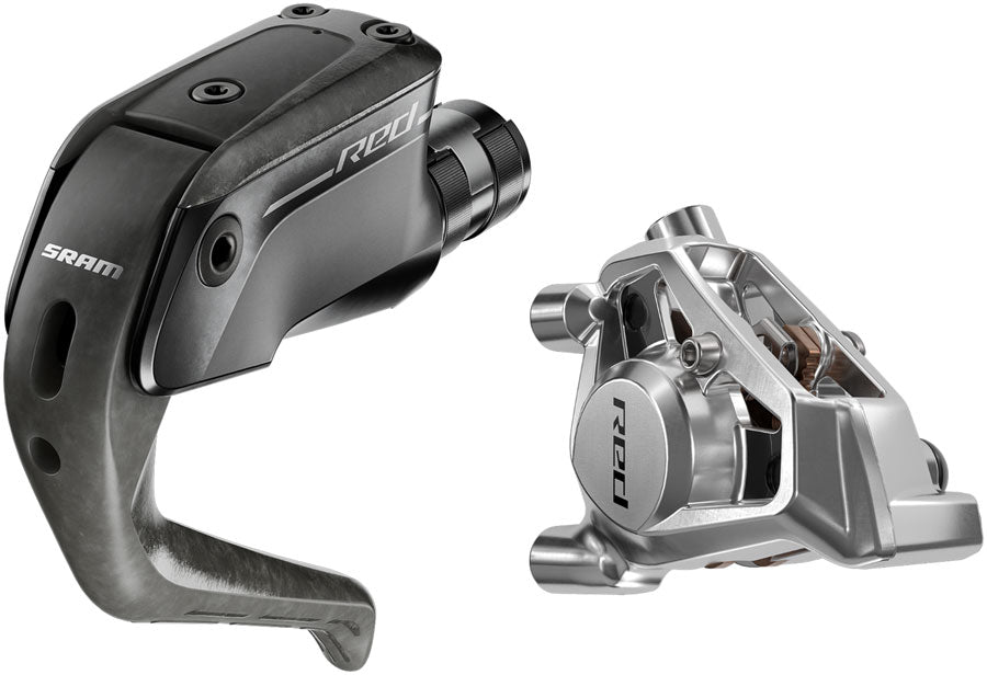 SRAM RED Aero Disc Brake and Lever - Rear, Flat Mount, 20mm Offset, 2000mm Hose, Carbon Lever Blade, Black/Silver, E1