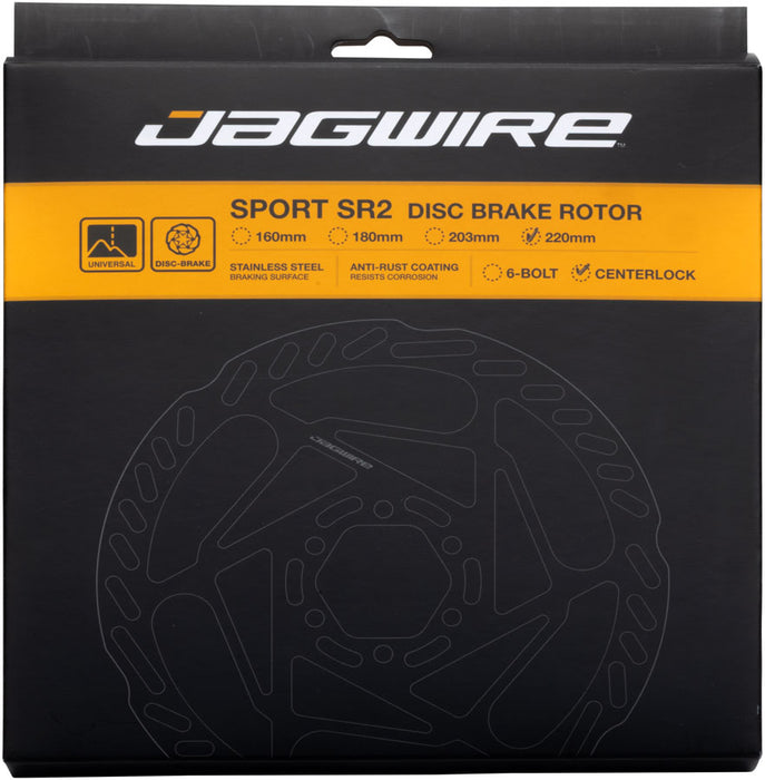 Jagwire Sport SR2 Disc Brake Rotor - 220mm, Center Lock, Includes Lockring, 2.0mm Thickness