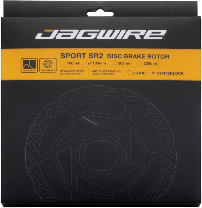 Jagwire Sport SR2 Disc Brake Rotor - 180mm, Center Lock, Includes Lockring, 1.8mm Thickness