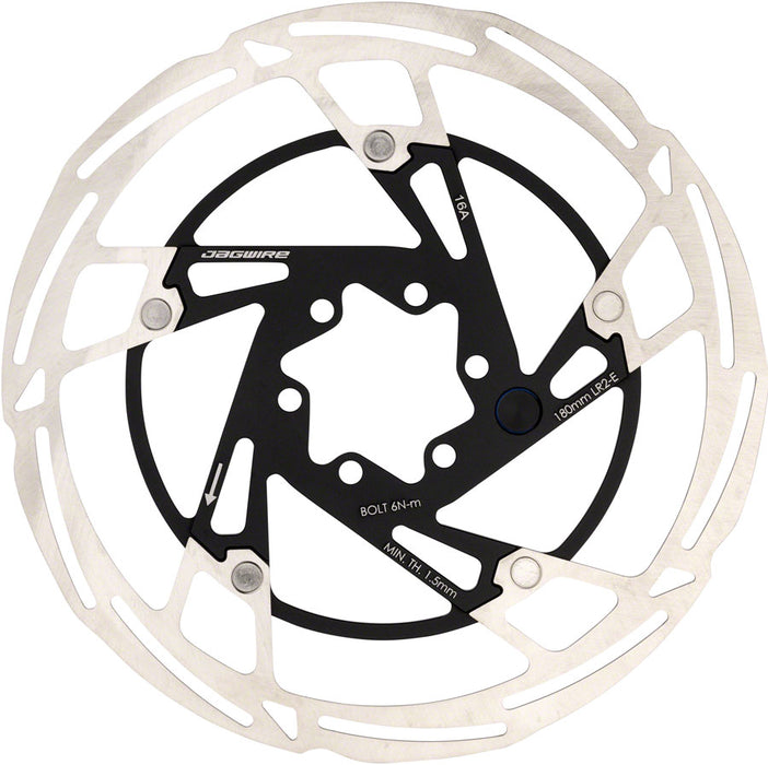 Jagwire Pro LR2-E Ebike Disc Brake Rotor with Magnet - 180mm, 6-Bolt, Silver/Black