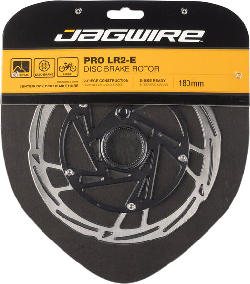 Jagwire Pro LR2-E Ebike Disc Brake Rotor with Magnet - 180mm, Center Lock, Silver/Black