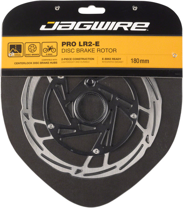Jagwire Pro LR2-E Ebike Disc Brake Rotor with Magnet - 180mm, Center Lock, Silver/Black