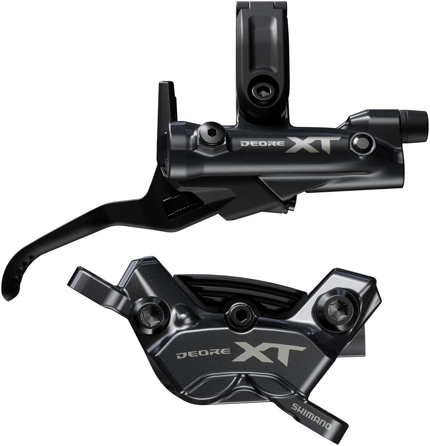 Shimano Deore XT BR-M8220 Disc Brake and BL-M8200 Lever - Right/Rear, Post Mount, 4-Piston Caliper, SM-BH90-SBM Hose, Fin Metal Pads, Black