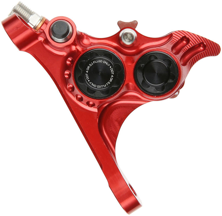 Hope RX4+ SL Disc Brake Caliper - Front Flat Mount Direct, +20mm, DOT Type, Red