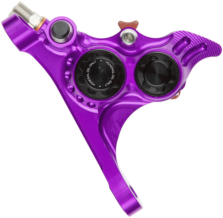 Hope RX4+ SL Disc Brake Caliper - Front Flat Mount Direct, +20mm, Mineral Oil Type, Purple