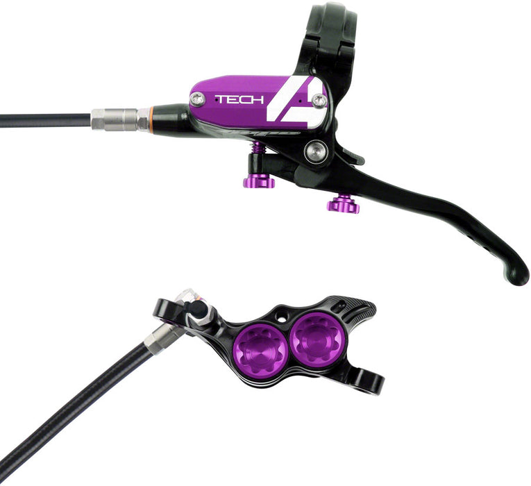 Hope Tech 4 E4 Disc Brake and Lever Set - Front, Hydraulic, Post Mount, Purple