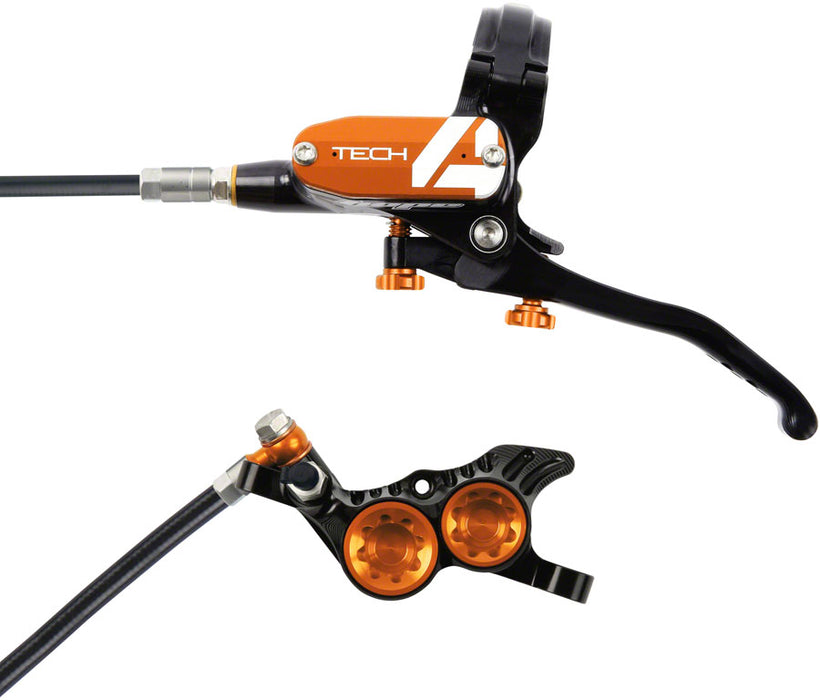 Hope Tech 4 V4 Disc Brake and Lever Set - Front, Hydraulic, Post Mount, Orange