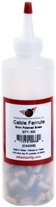 Wheels Manufacturing Cable Housing Ferrule - Brass, 5mm, Bottle of 300