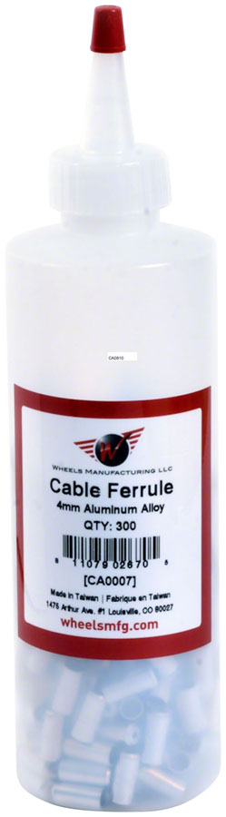 Wheels Manufacturing Cable Housing Ferrule - Alloy, 4mm, Bottle of 300
