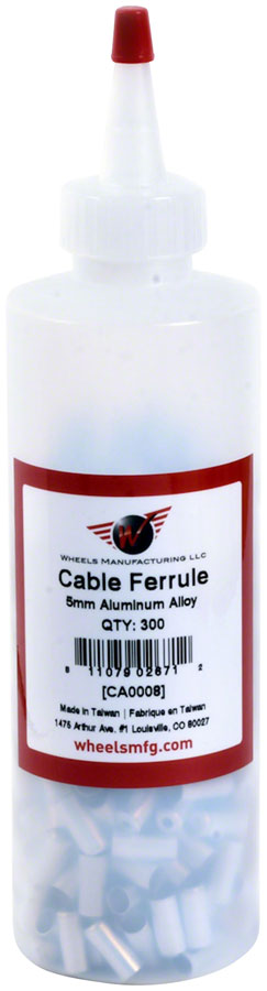 Wheels Manufacturing Cable Housing Ferrule - Alloy, 5mm, Bottle of 300
