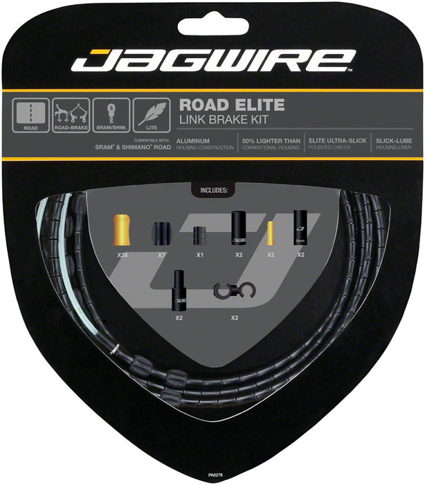 Jagwire Road Elite Link Brake Cable Kit SRAM/Shimano with Ultra-Slick Uncoated Cables, Black