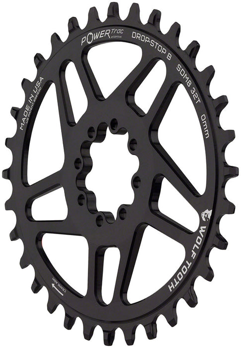 Wolf Tooth Elliptical Direct Mount Chainring - 32t, SRAM Direct Mount, Drop-Stop B, For SRAM 8-Bolt Cranksets, 0mm Offset, Black