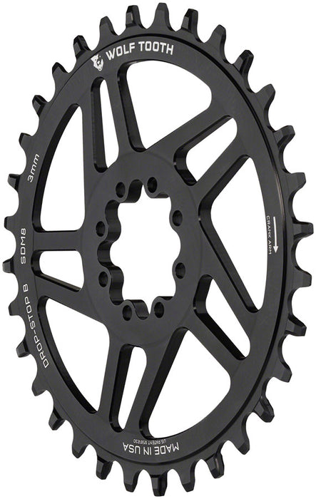 Wolf Tooth Components 8-Bolt Direct Mount Ring (-3mm Offset), 36T - Blk