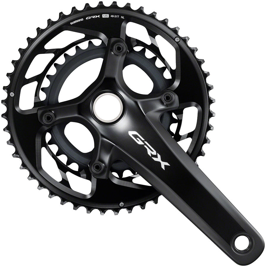 Shimano GRX FC-RX820-2 Crankset - 160mm, 12-Speed, 48/31t, Asymmetric 110/80 BCD, Hollowtech II, Black