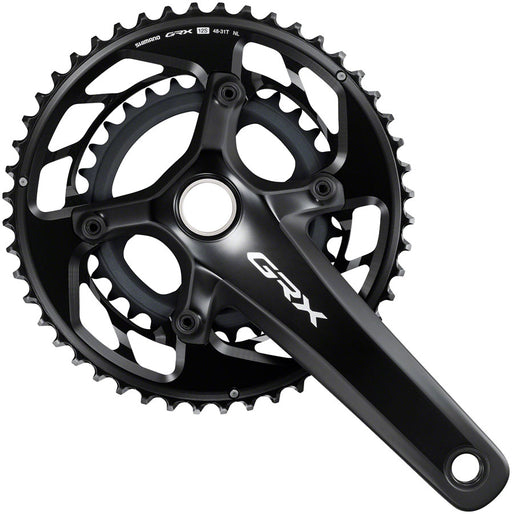 Shimano GRX FC-RX820-2 Crankset - 165mm, 12-Speed, 48/31t, Asymmetric 110/80 BCD, Hollowtech II, Black