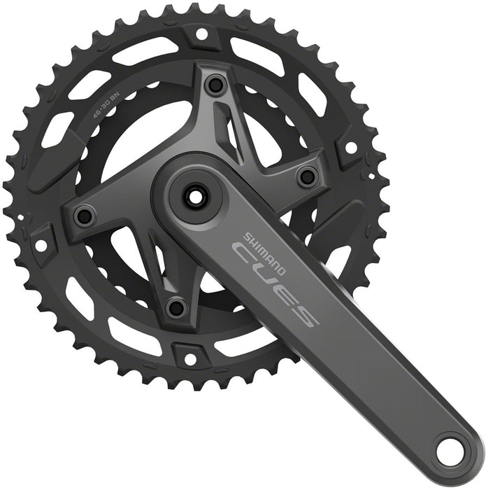 Shimano CUES FC-U6000-2 Crankset - 175mm, 9/10-Speed, 46/30t, Asymmetric 110 BCD, Hollowtech II, Black