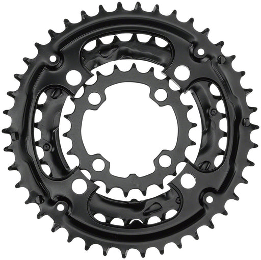 Samox 304ASS Chainring Set - 44/32/22t, 104/64 BCD, Aluminum Outer Ring, Steel Middle/Inner Ring, Black