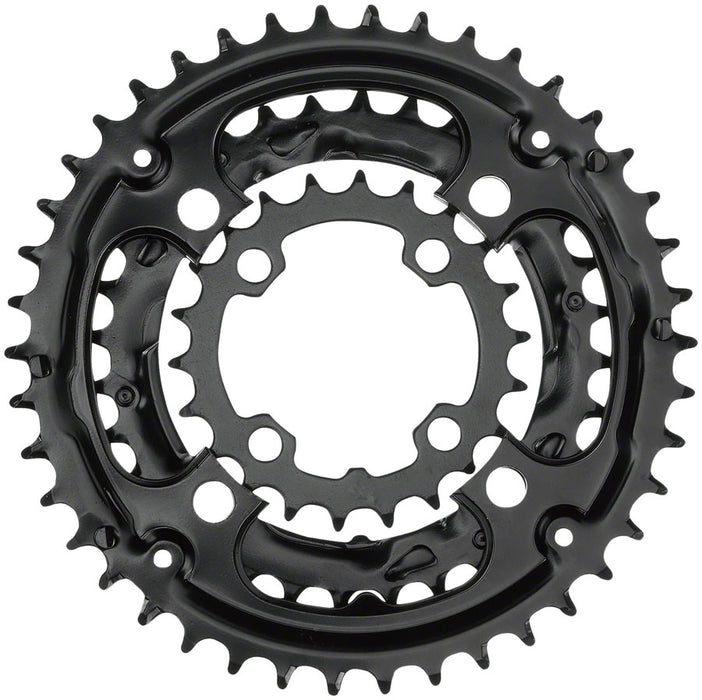 Samox 304ASS Chainring Set - 44/32/22t, 104/64 BCD, Aluminum Outer Ring, Steel Middle/Inner Ring, Black