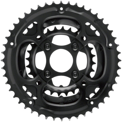 Samox 338ASS Chainring Set - 48/36/28t, 104/Riveted BCD, Aluminum Outer Ring, Steel Middle/Inner Ring, Black