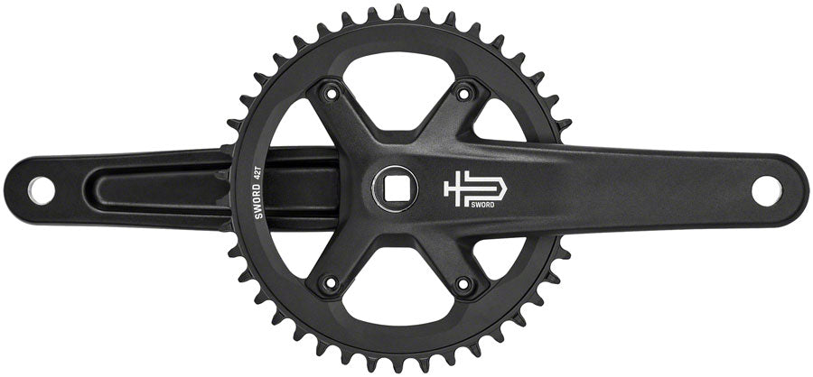 microSHIFT Sword Black 1x Crankset - 165mm, 9/10-Speed, 42t, 110 Asym BCD, JIS Square Taper Spindle Interface, Black