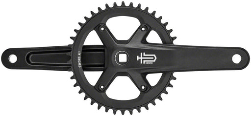 microSHIFT Sword Black 1x Crankset - 170mm, 9/10-Speed, 42t, 110 Asym BCD, JIS Square Taper Spindle Interface, Black